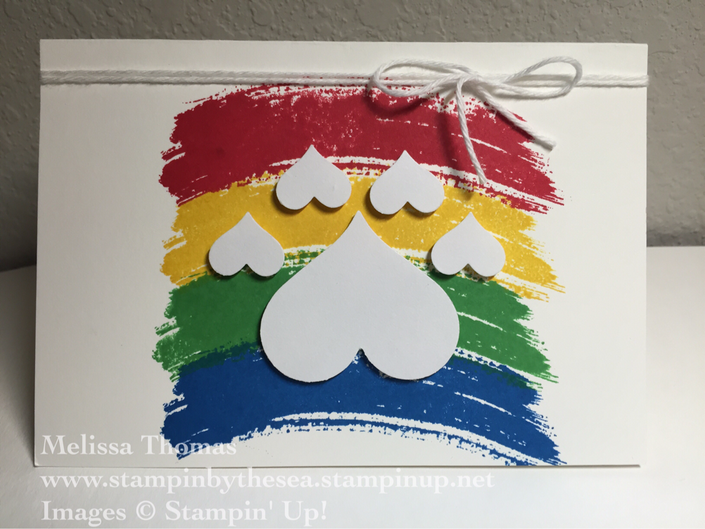 Rainbow bridge, pet loss card, stampin up, stamp, ink, rainbow, heart punch, work of art